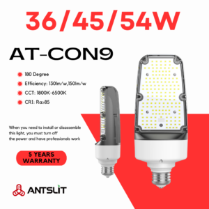 AT-CON9 Series 180 Degree LED Corn Light : 36W, 45W, 54W, with SMD Technology, E39,E40 Bases for HPL SON Replacement (Copy)